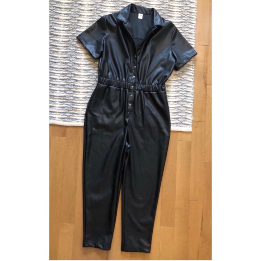SMASH + TESS Midnight Mood Romper in Unleather (aka vegan leather) | M black